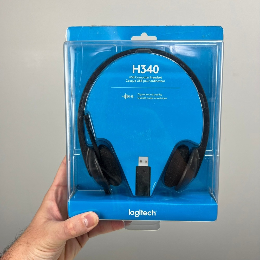 Logitech H340 USB Computer Headset Black Noise Canceling Mic 981-000474 NEW